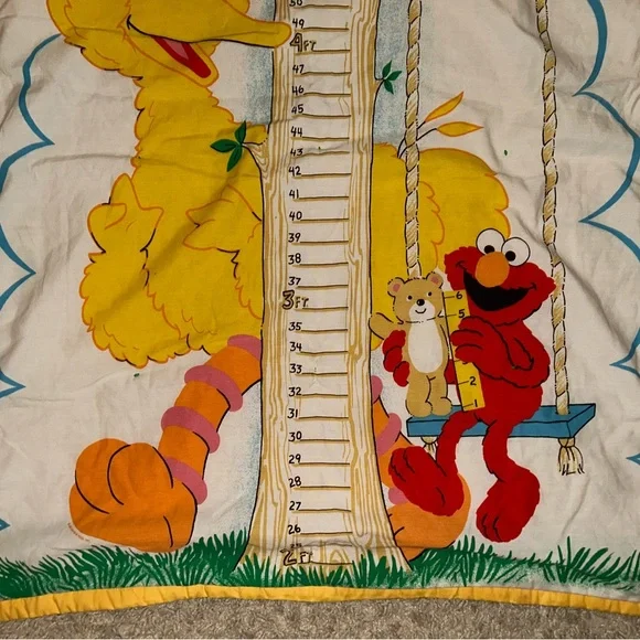 Handmade baby blanket quilt Sesame Street big bird Elmo vintage growth chart - Picture 3 of 9